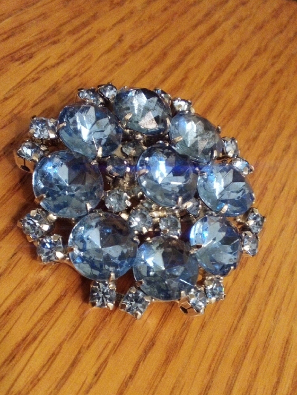 Light Blue Crystal Cluster Brooch - Women's Jewelry